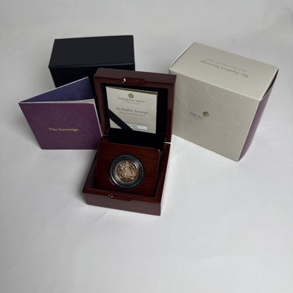Exclusive Coins 2022 Queen Elizabeth II Platinum Jubilee Piedfort Full Gold Sovereign 15.98g 22k