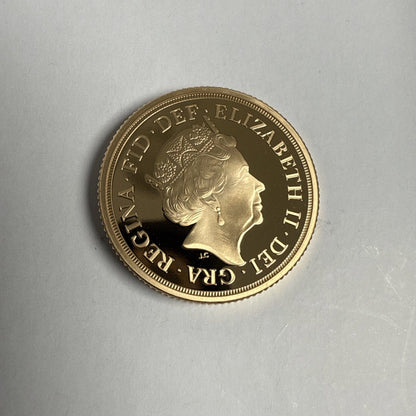 Exclusive Coins 2022 Queen Elizabeth II Platinum Jubilee Piedfort Full Gold Sovereign 15.98g 22k