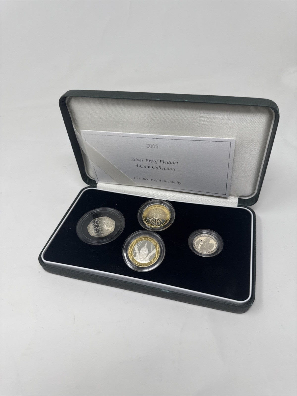 Exclusive Coins A Royal Mint United Kingdom 2005 Silver Proof Piedfort Four Coin Set & COA