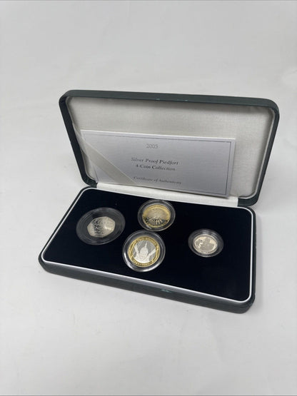 Exclusive Coins A Royal Mint United Kingdom 2005 Silver Proof Piedfort Four Coin Set & COA