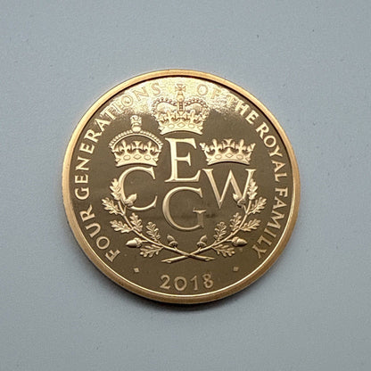 Exclusive Coins Queen Elizabeth II 2018 Four Generations Of Royalty Gold Proof £5 Coin 22k