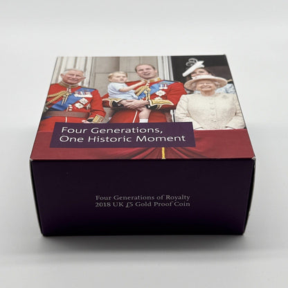 Exclusive Coins Queen Elizabeth II 2018 Four Generations Of Royalty Gold Proof £5 Coin 22k