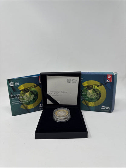 Exclusive Coins RAF centenary Spitfire 2018 UK £2 Coin Piedfort  Proof