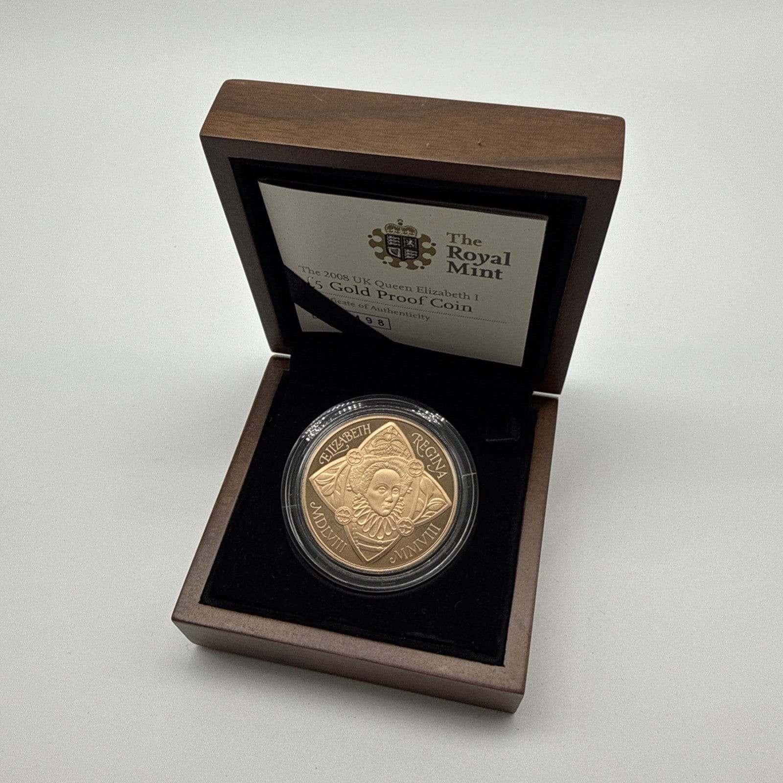 Exclusive Coins The 2008 Uk Queen Elizabeth I £5 Gold Proof Coin 22k Royal Mint