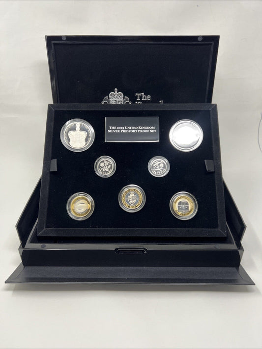 Exclusive Coins The 2013 Uk Silver Piedfort Proof 7  Coin  Collection With Gold Plate