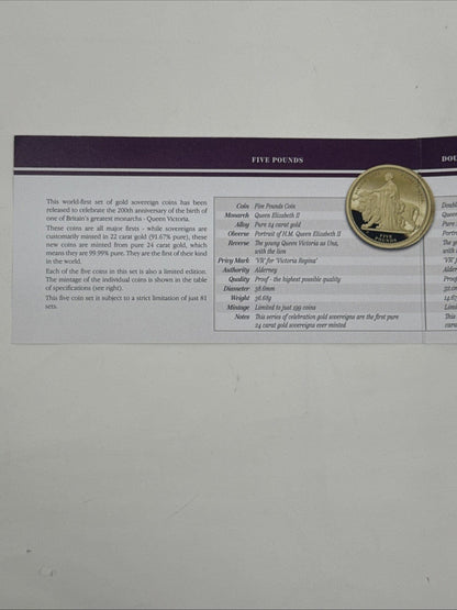 Exclusive Coins The 2019 Queen Victoria 200th Anniversary 24k Proof Set With The Una & the Lion