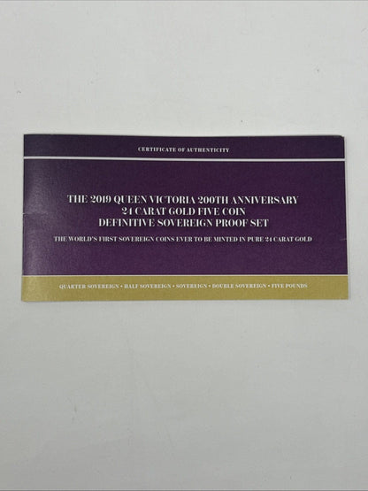 Exclusive Coins The 2019 Queen Victoria 200th Anniversary 24k Proof Set With The Una & the Lion