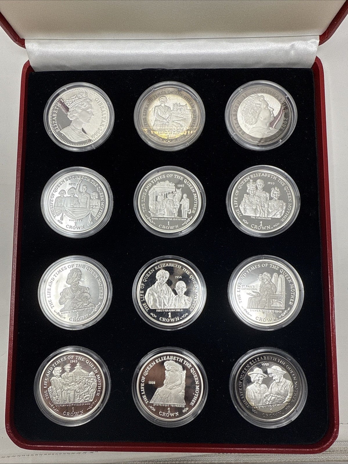 Exclusive Coins The Life & Times Of The Queen Mother 12 Proof Silver Stunning Crowns In The Set