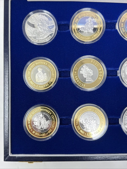 Exclusive Coins The Queen Mother 9.25  Silver Crown Collection 12 Crowns 8 With 24k Plate