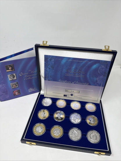 Exclusive Coins The Queen Mother 9.25  Silver Crown Collection 12 Crowns 8 With 24k Plate