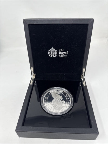 Exclusive Coins The Queens Beast 5oz Silver Proof The White Horse Of Hanover 999.9 Fine