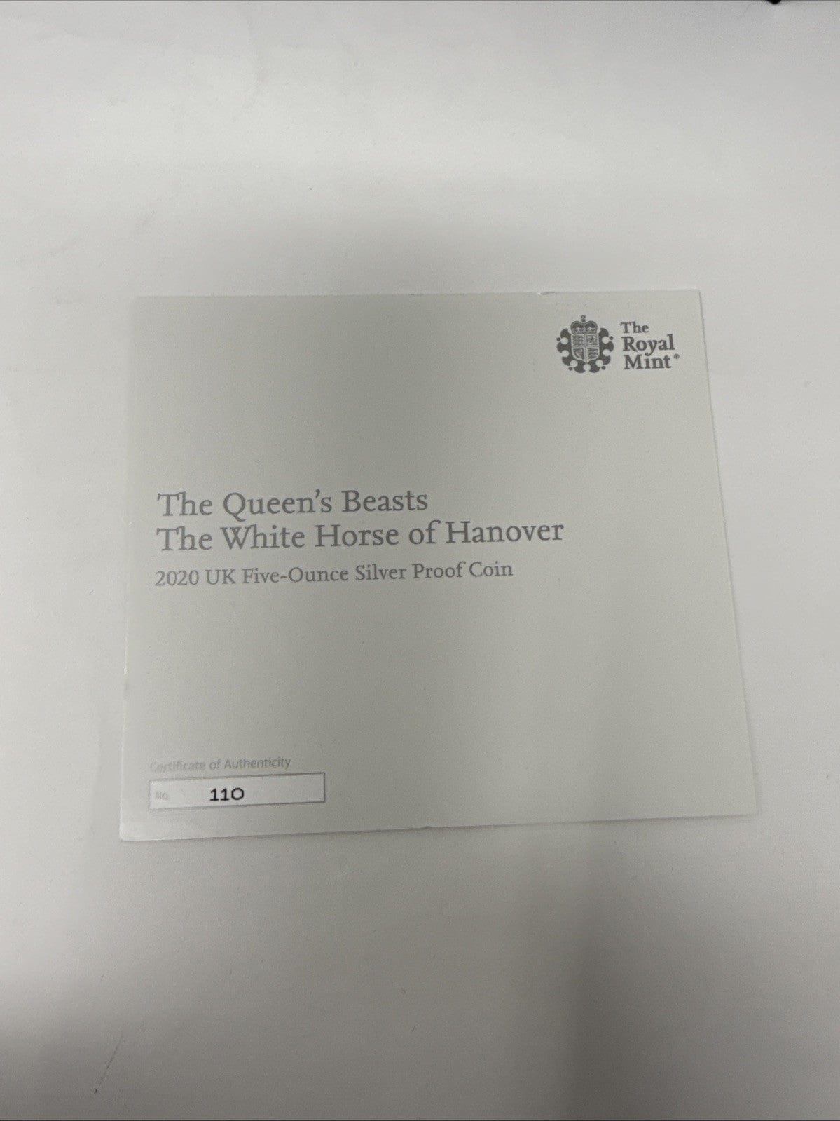 Exclusive Coins The Queens Beast 5oz Silver Proof The White Horse Of Hanover 999.9 Fine