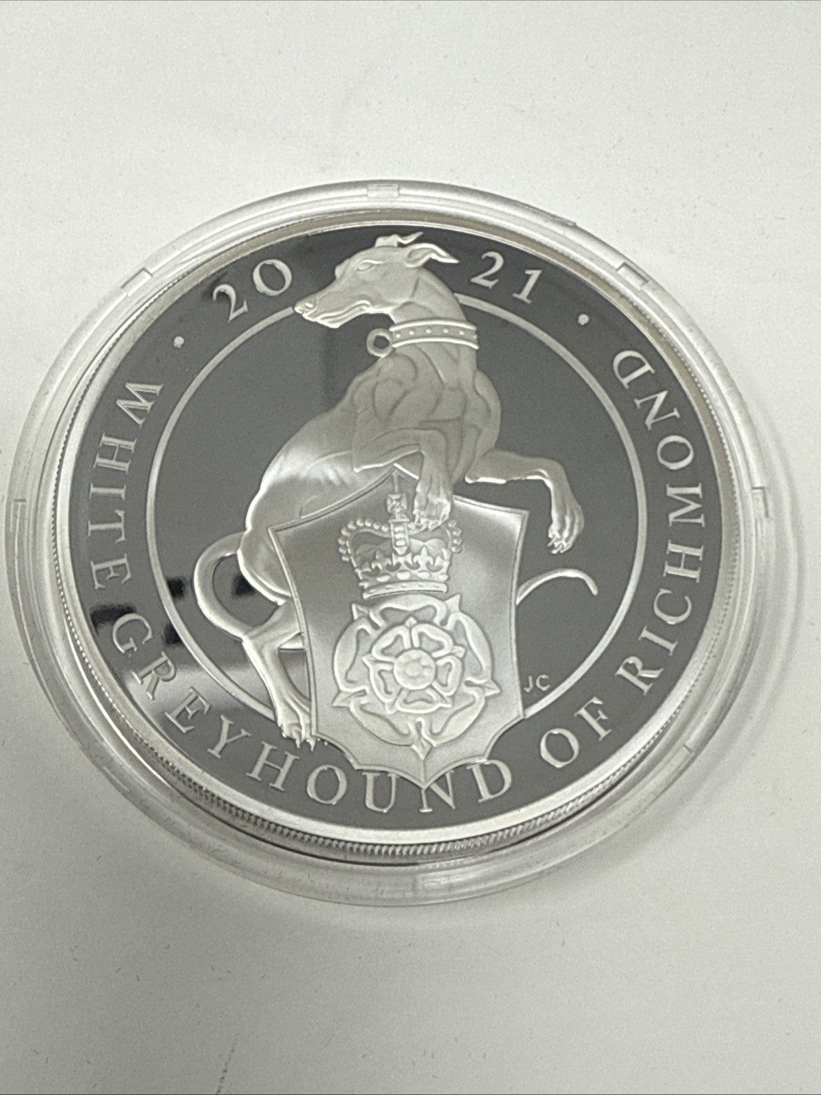 Exclusive Coins The Queens Beast The White Greyhound Of Richmond 5 Oz  Silver Proof Coin