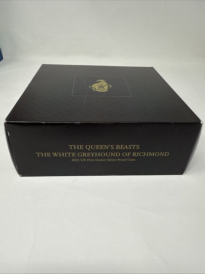 Exclusive Coins The Queens Beast The White Greyhound Of Richmond 5 Oz  Silver Proof Coin