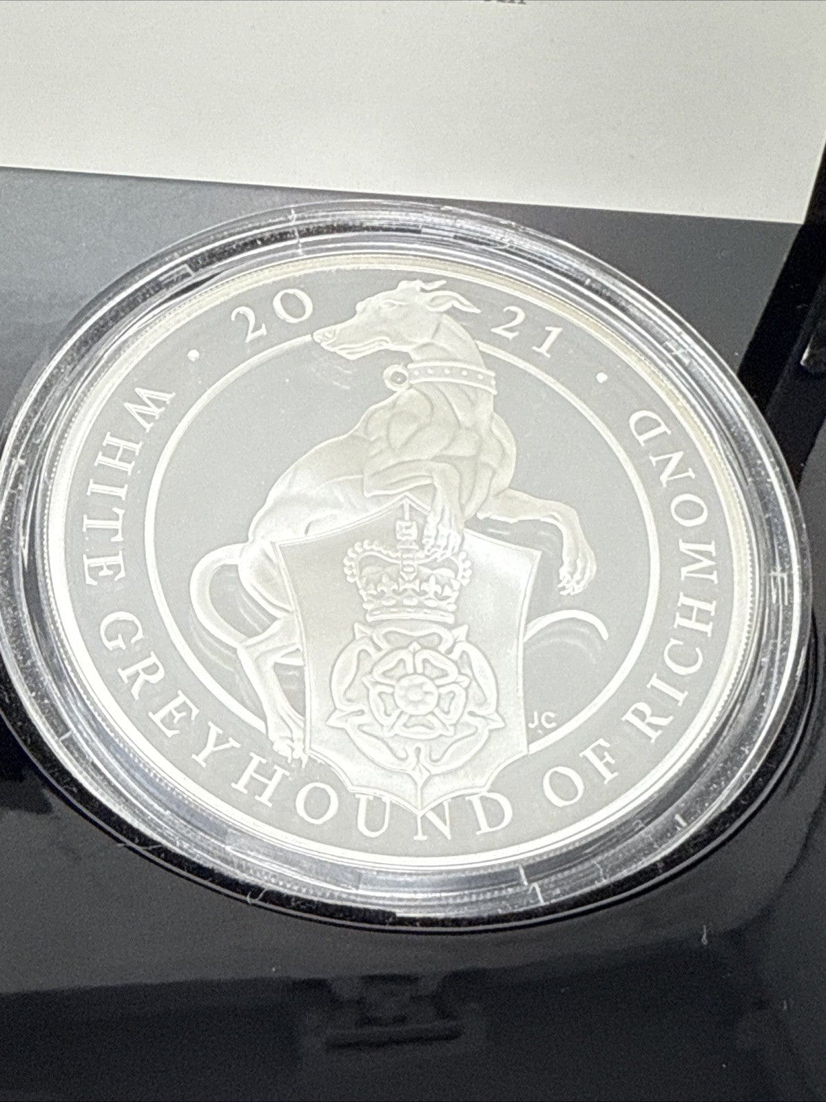 Exclusive Coins The Queens Beast The White Greyhound Of Richmond 5 Oz  Silver Proof Coin