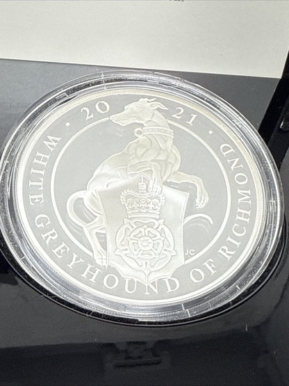 Exclusive Coins The Queens Beast The White Greyhound Of Richmond 5 Oz  Silver Proof Coin