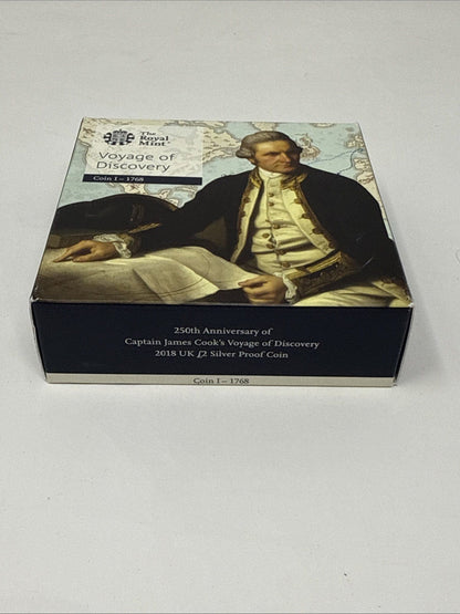 Exclusive Coins UK 2018 £2 Captain James Cook Voyage of Discovery I Silver Proof 1768-2018 