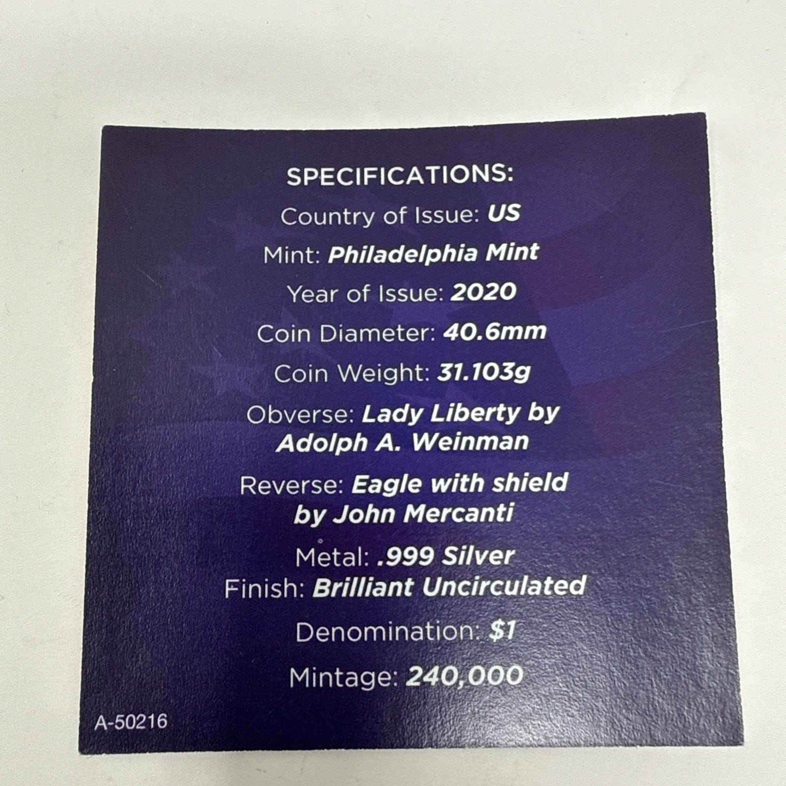 Exclusive Coins US 2020 (P) Emergency Issue Silver Eagle $1 Dollar Coin Philadelphia Mint 1oz