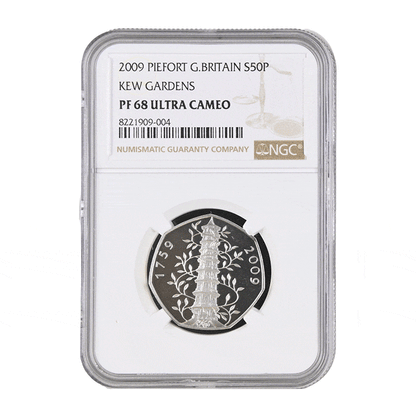 The Royal Mint Coins 2009 Kew Gardens Fifty Pence Proof NGC PF 68 Piefort