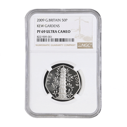 The Royal Mint Coins 2009 Kew Gardens Fifty Pence Proof NGC PF 69 Ultra Cameo