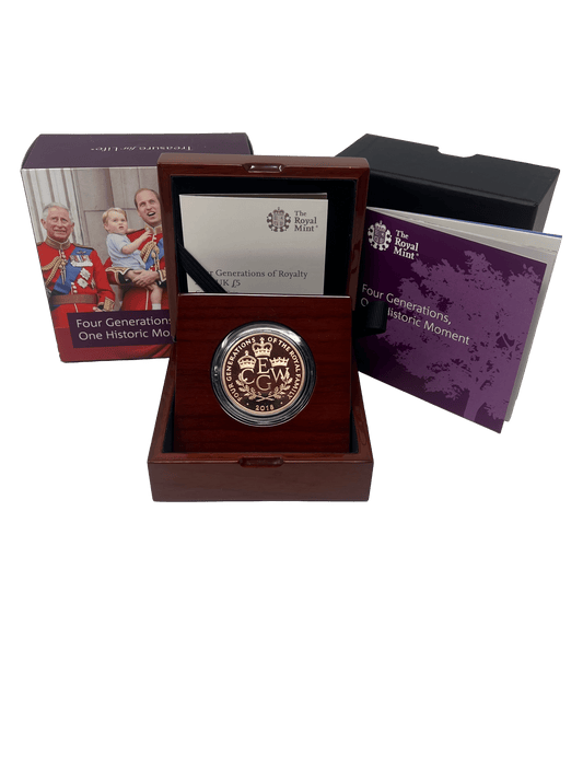 The Royal Mint Coins 2018 Four Generations of Royalty Gold Proof £5 Coin – Royal Mint Commemorative