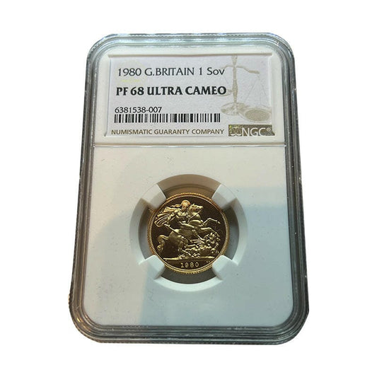 The Royal Mint Coins 1980 Gold Sovereign Proof - NGC -PF 68 Ultra Cameo