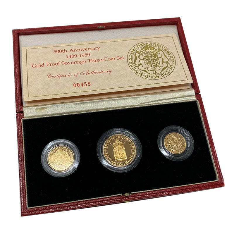 The Royal Mint Coins 1989 Gold Three-Coin Proof Sovereign Set - Tudor Rose